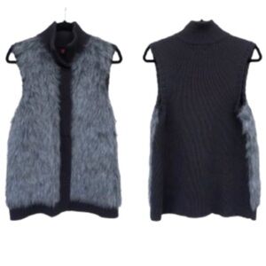 Elle faux fur gray sweater vest M